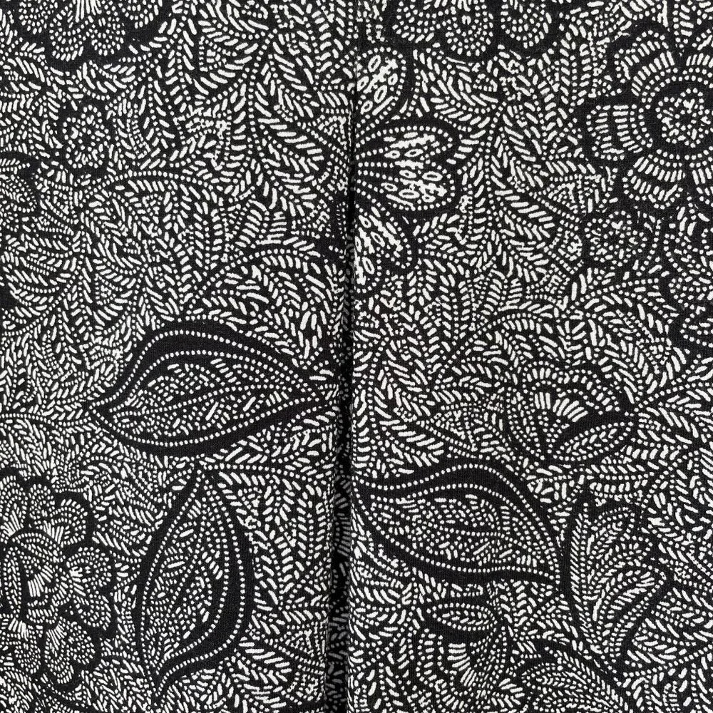 J. Jill Wearever Black Gray Floral Cap Sleeve Pleat V-Neck Dress Petite Medium - Picture 6 of 10